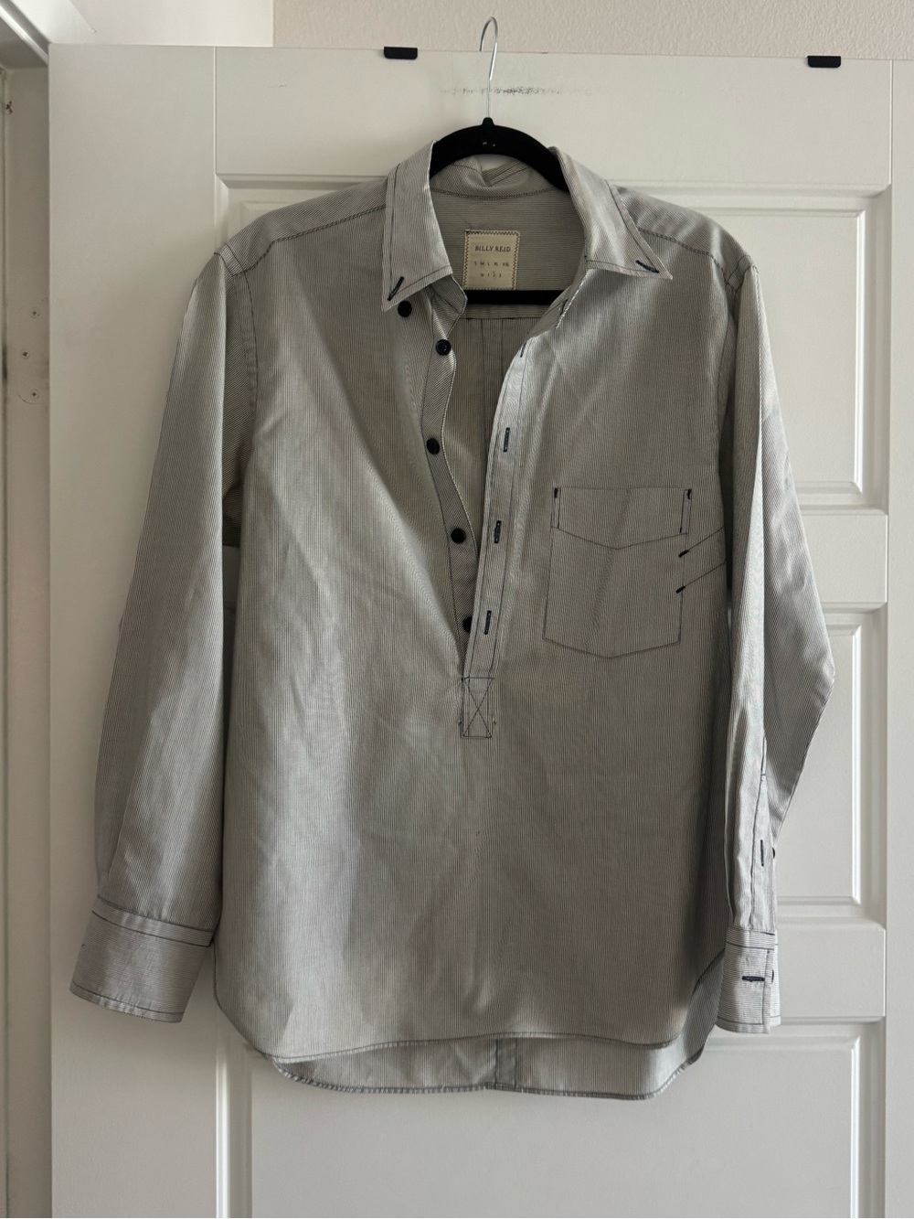 Billy Reid Light Gray Casual Button-Down Pullover Shirt